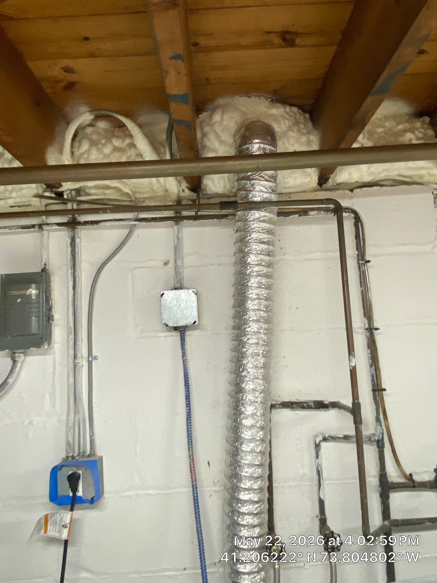 Rim Joist using open cell spray foam by NYS Foam & Energy