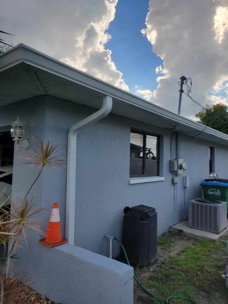 New Gutter System with Splash Guards in Cape Coral FL by Gutter Professors