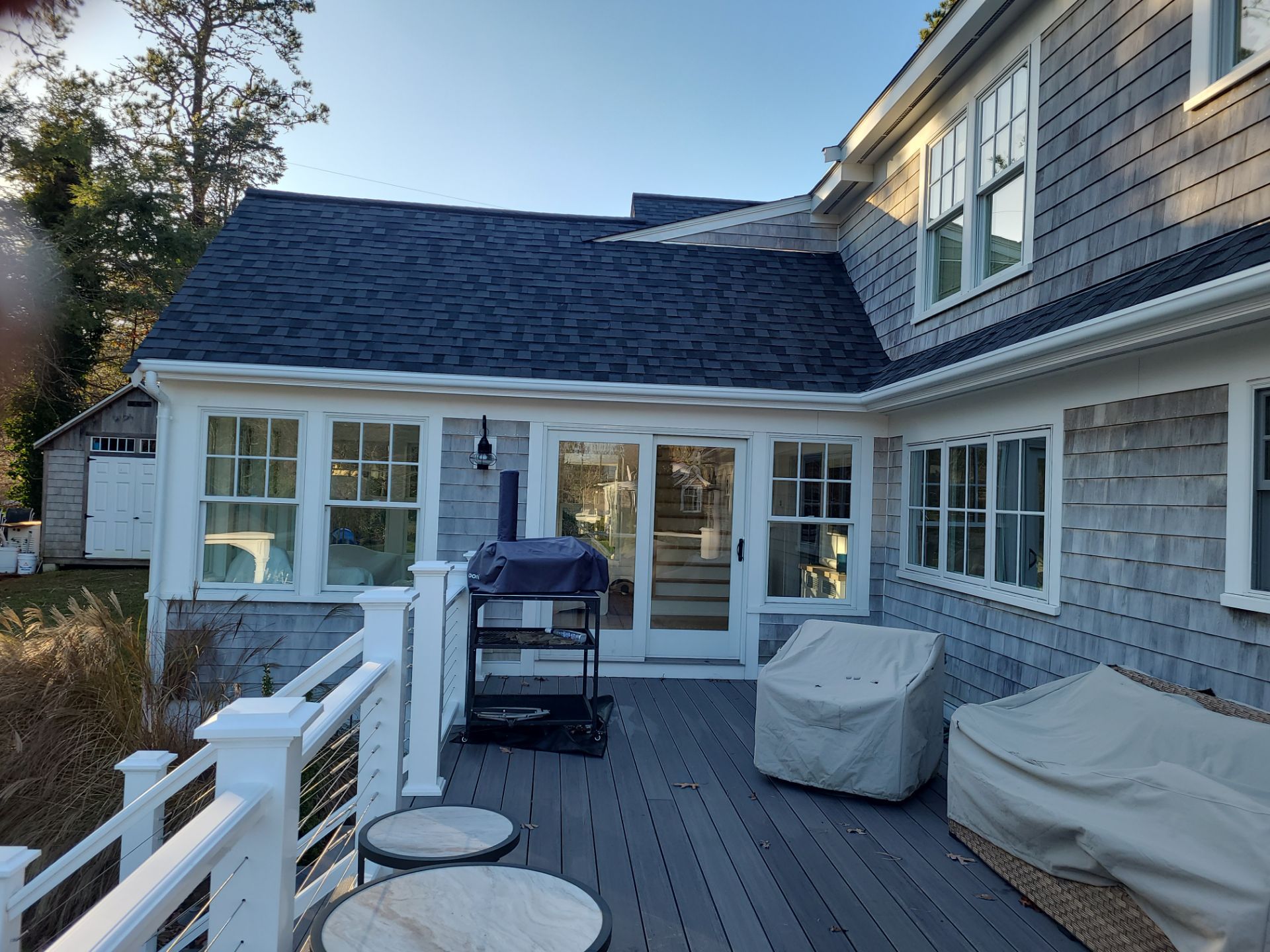 Gutter Installation using 4x5 FiberGlass Gutter with Moulding in Dennis, MA. by Gutter Pro Enterprises
