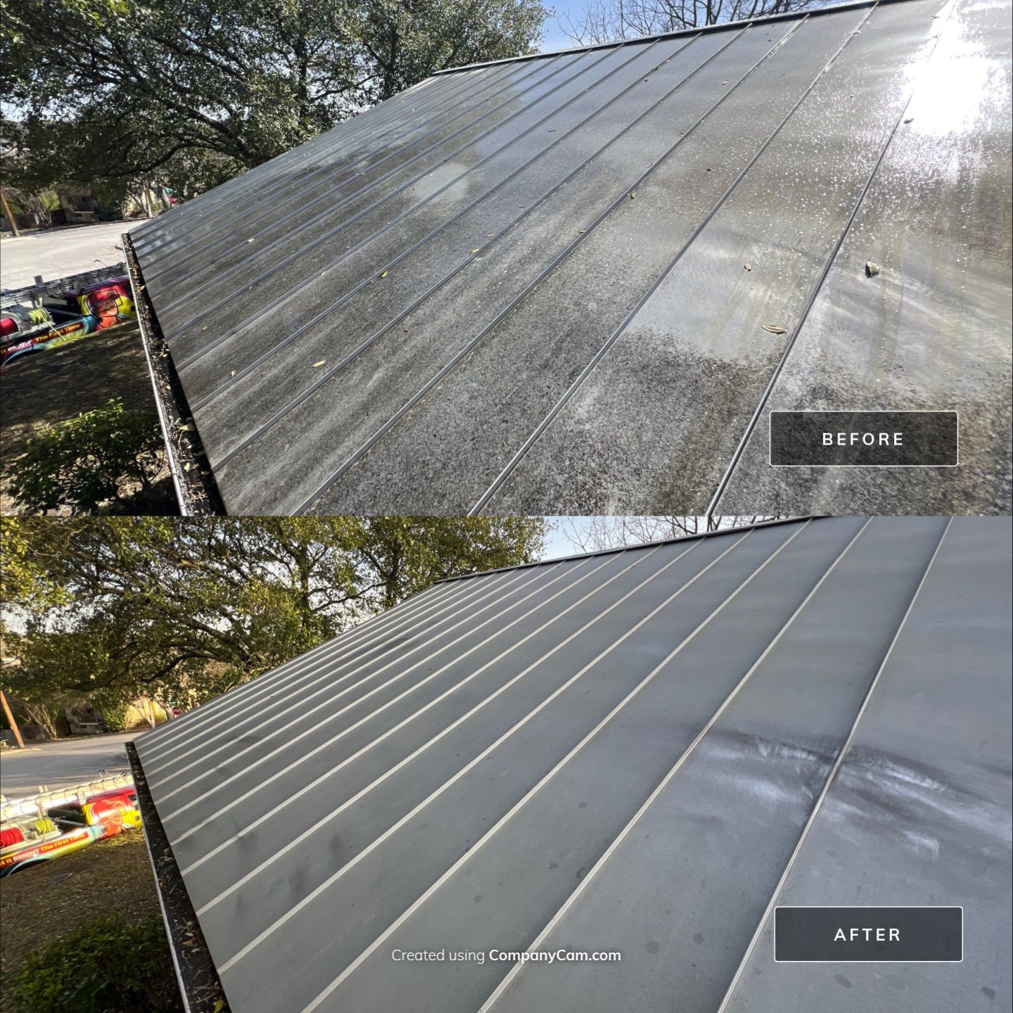 Metal Roof Wash Project in San Antonio by Bright Choice
