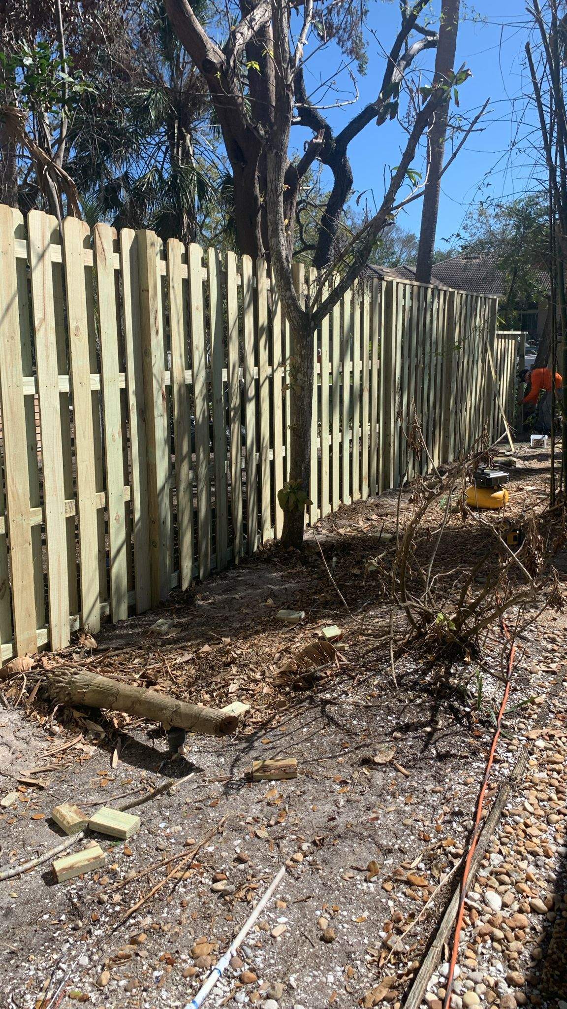 Pressure-Treated Vertical Shadowbox Wood Fence Installation in Sarasota by True Fence LLC
