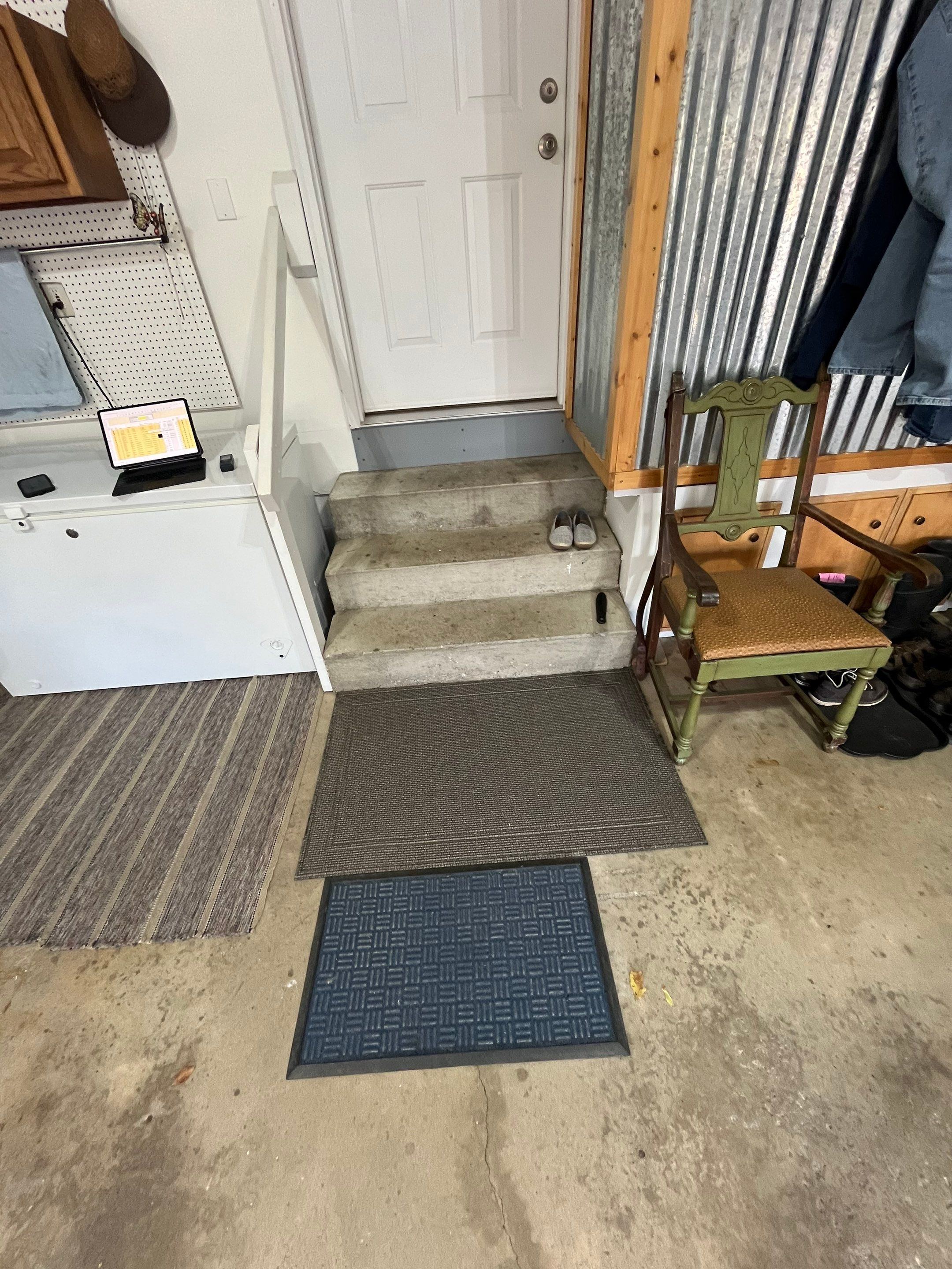 Multi-Colored Flake Epoxy Garage Floor Coating and Crack Repair by Select Painting, Coatings & Garage Cabinets