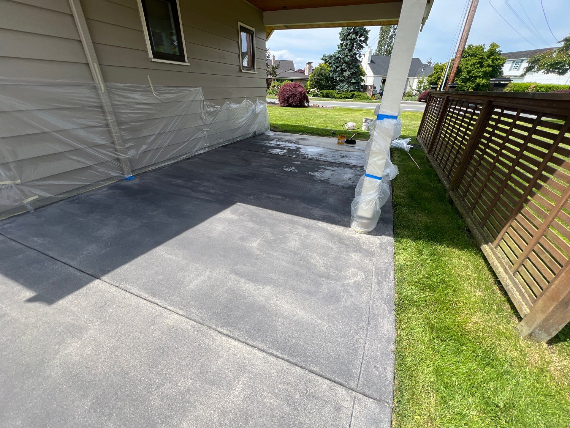 Colored Concrete Driveway Repair with Sealer| Everett    by Jireh Asphalt & Concrete Inc 