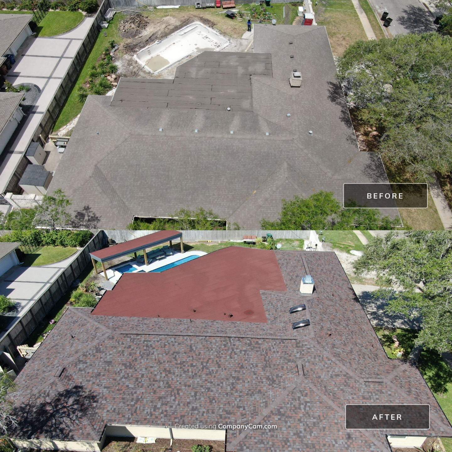 Beautiful pool side build by Bayfront Roofing and Construction