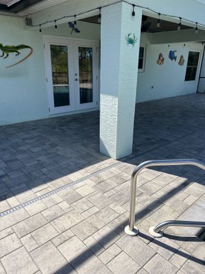 Natural, 2 Coats Gray/White Pavers