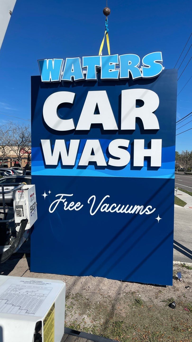 Waters Car Wash Monument Sign and Channel Letters by SignCrafters
