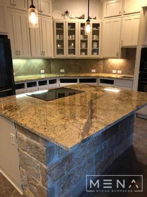 Kitchen countertops using Yellow River Granite
