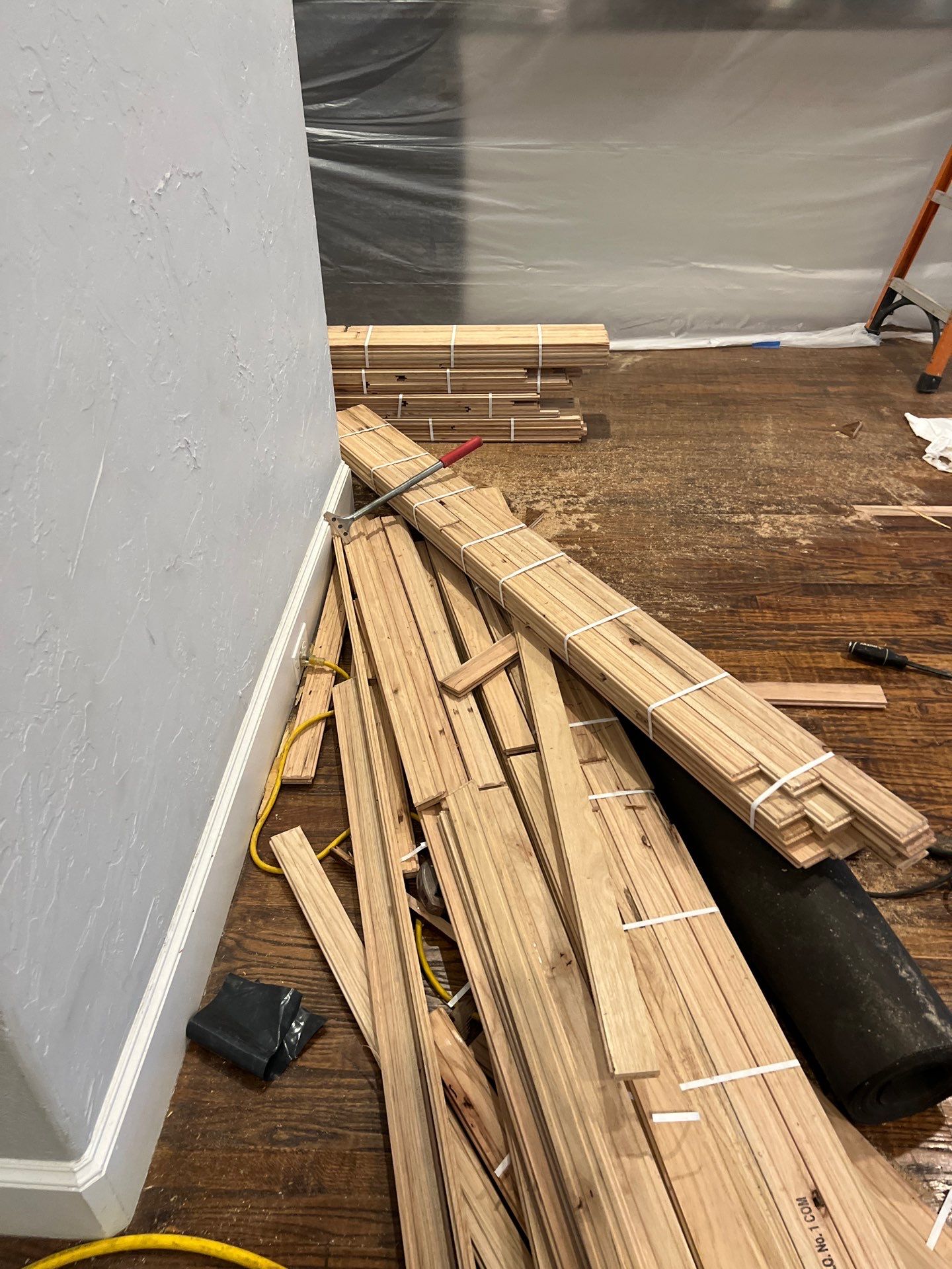 In Progress - Repairing wet Hardwood Floors in Colleyville by Bernard Hardwood Floors