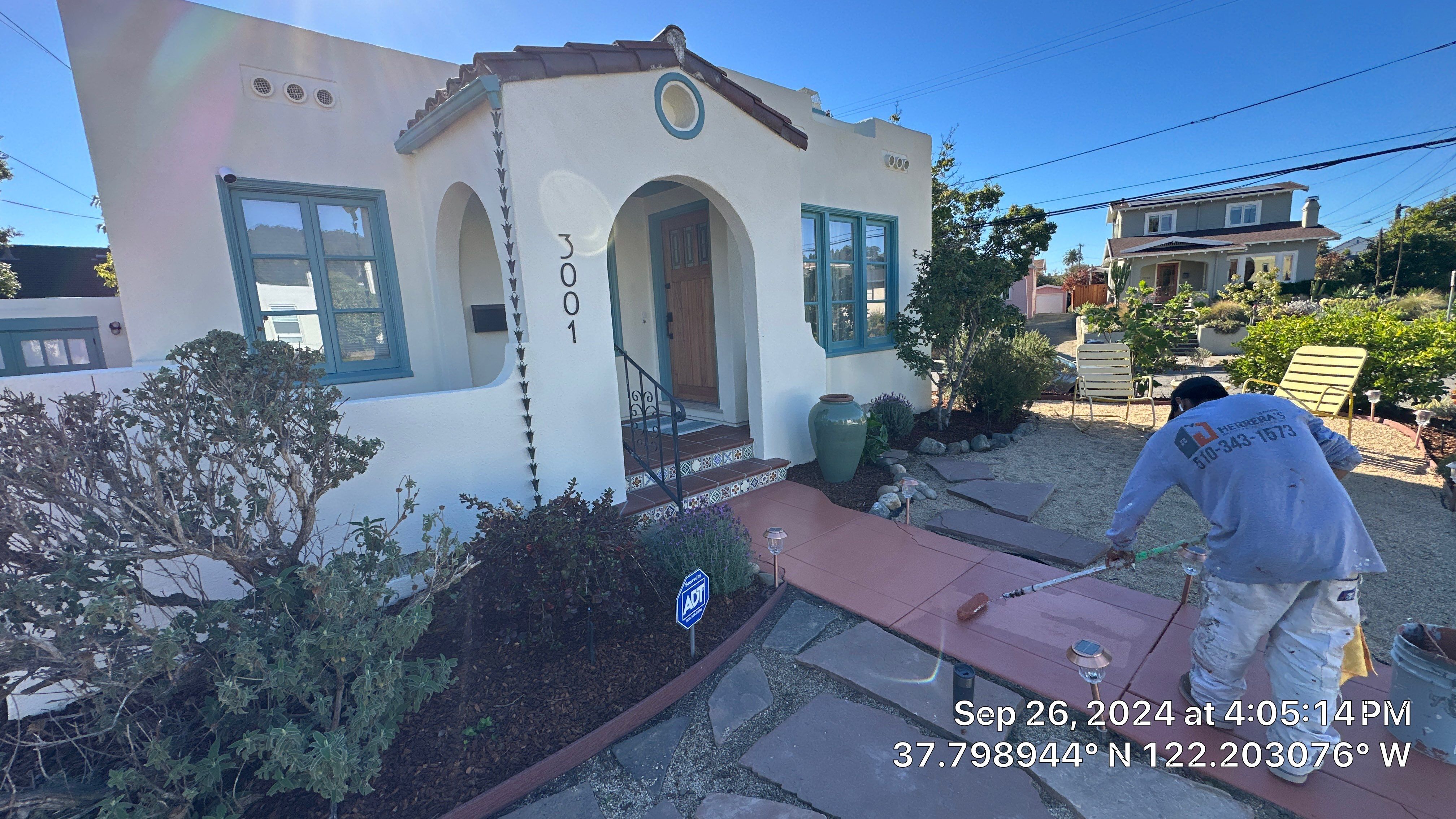 Exterior Transformation with Fresh Stucco and elastomeric system for waterproofing by Herrera’s Bay Area Painting inc.
