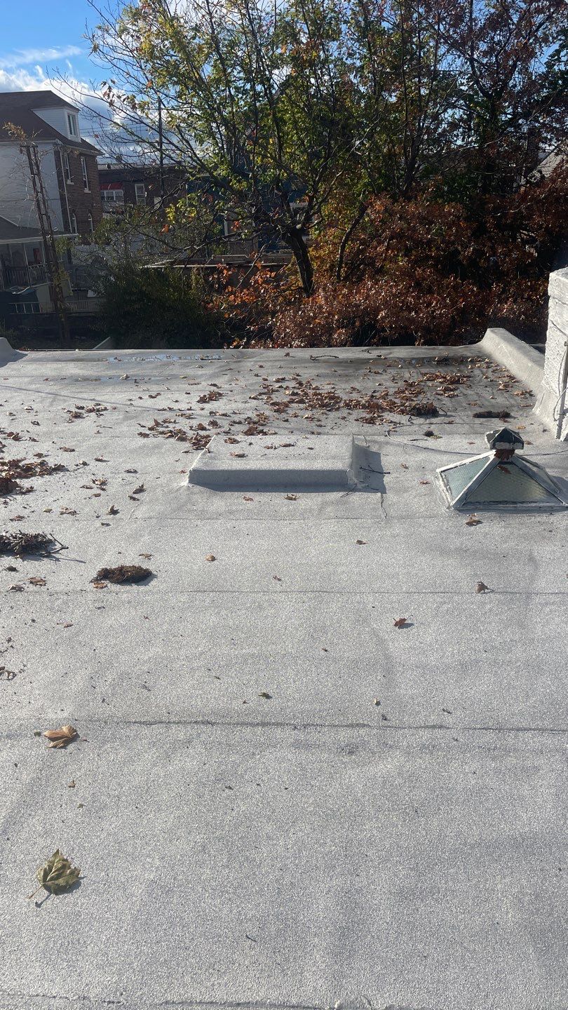 Flat Roof Cleanup and gutter cleaning.  by Above All Gutters 