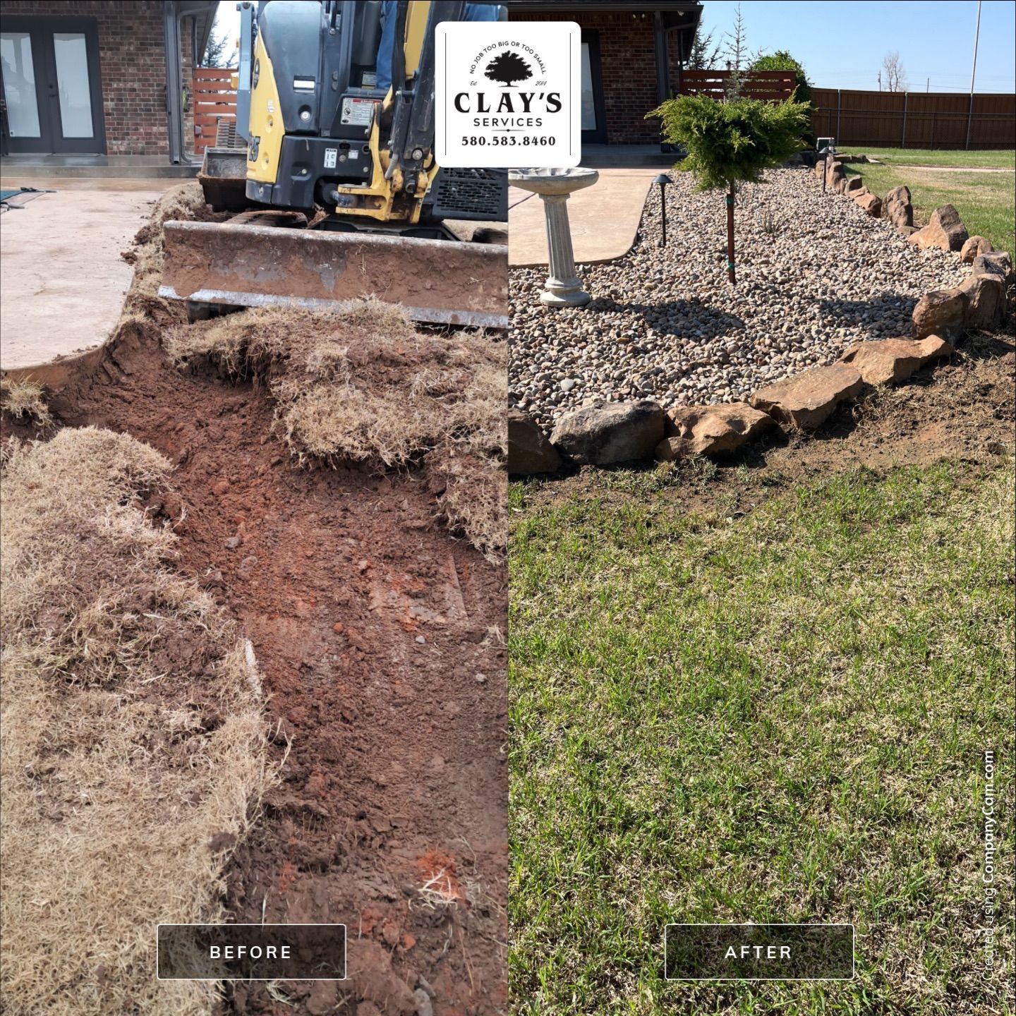 Landscape installation w/ irrigation and landscape lighting by Clays Services Inc
