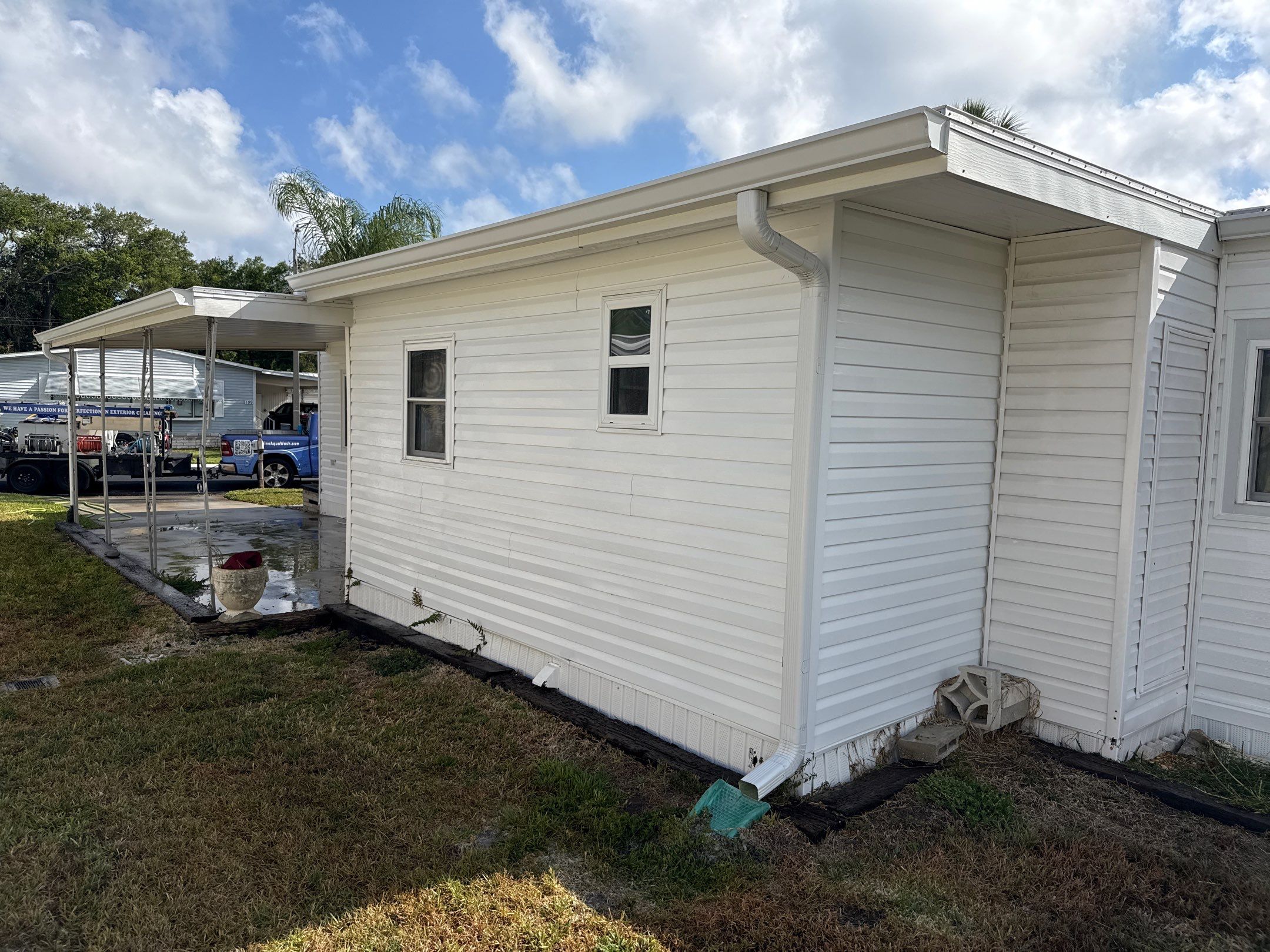 Mobile Home Soft Wash & TPO Roof Cleaning in Leisure Lake Mobile Home Park – Palmetto, FL by Sunshine AquaWash