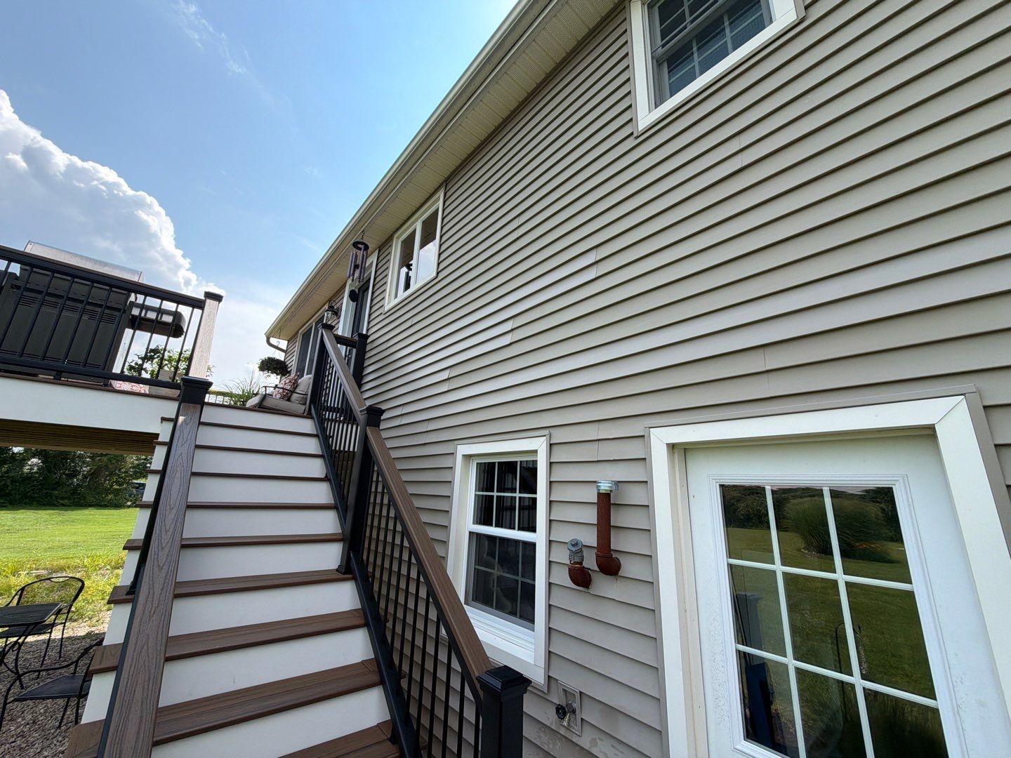 Deck Replacement using Trex Tropical Havana Gold and matching transcend cocktail railing.  by DiGiorgi Roofing and Siding Inc