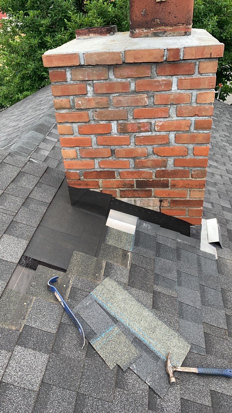 Residential Roofing Repair using Chimney Flashing by A Plus Exterior