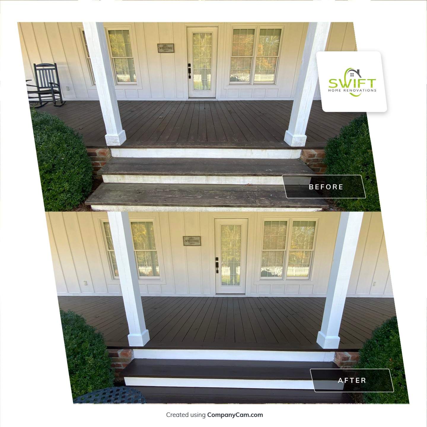 Exterior Trim Painting and Dark Deck Staining in Acworth by Swift Home Renovations