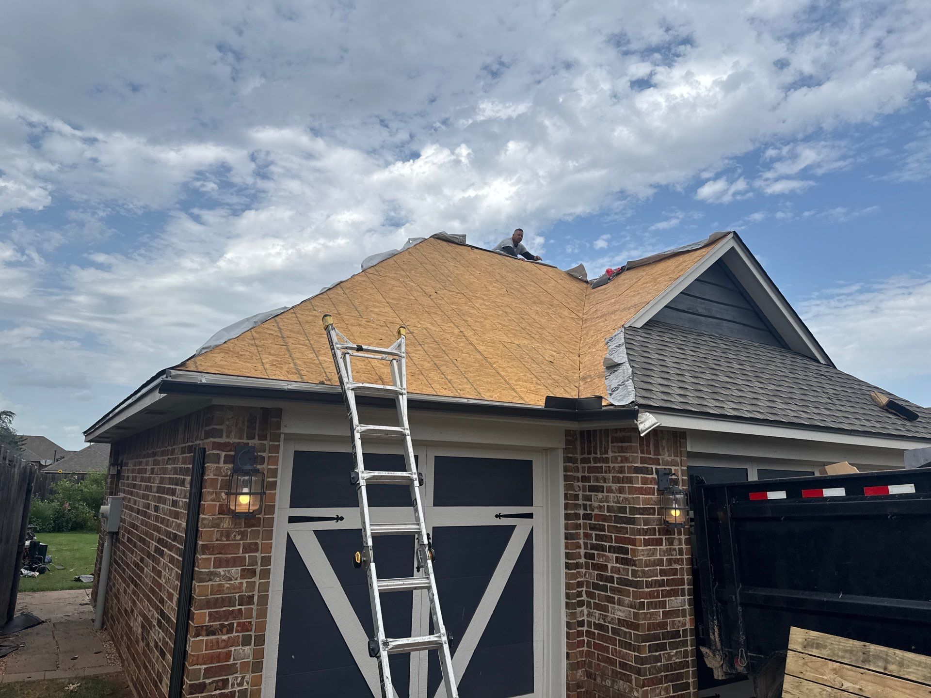 GAF Architectural Shingle Roof Replacement and Decking Repair in Mustang by 5Coat Roofing & Construction