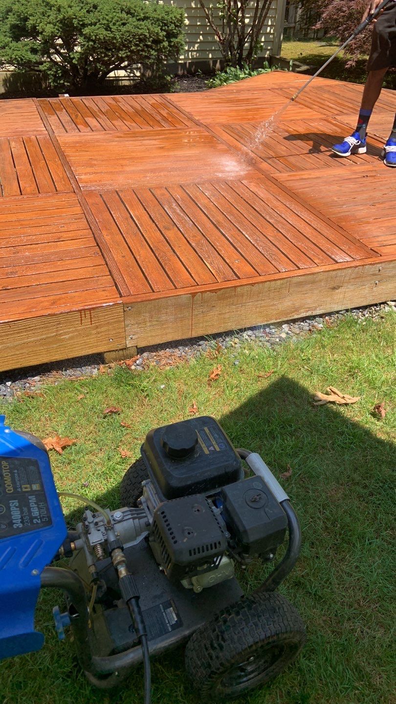 Deck Refinishing Using Powerwasher by A1 NERDY HOMES LLC