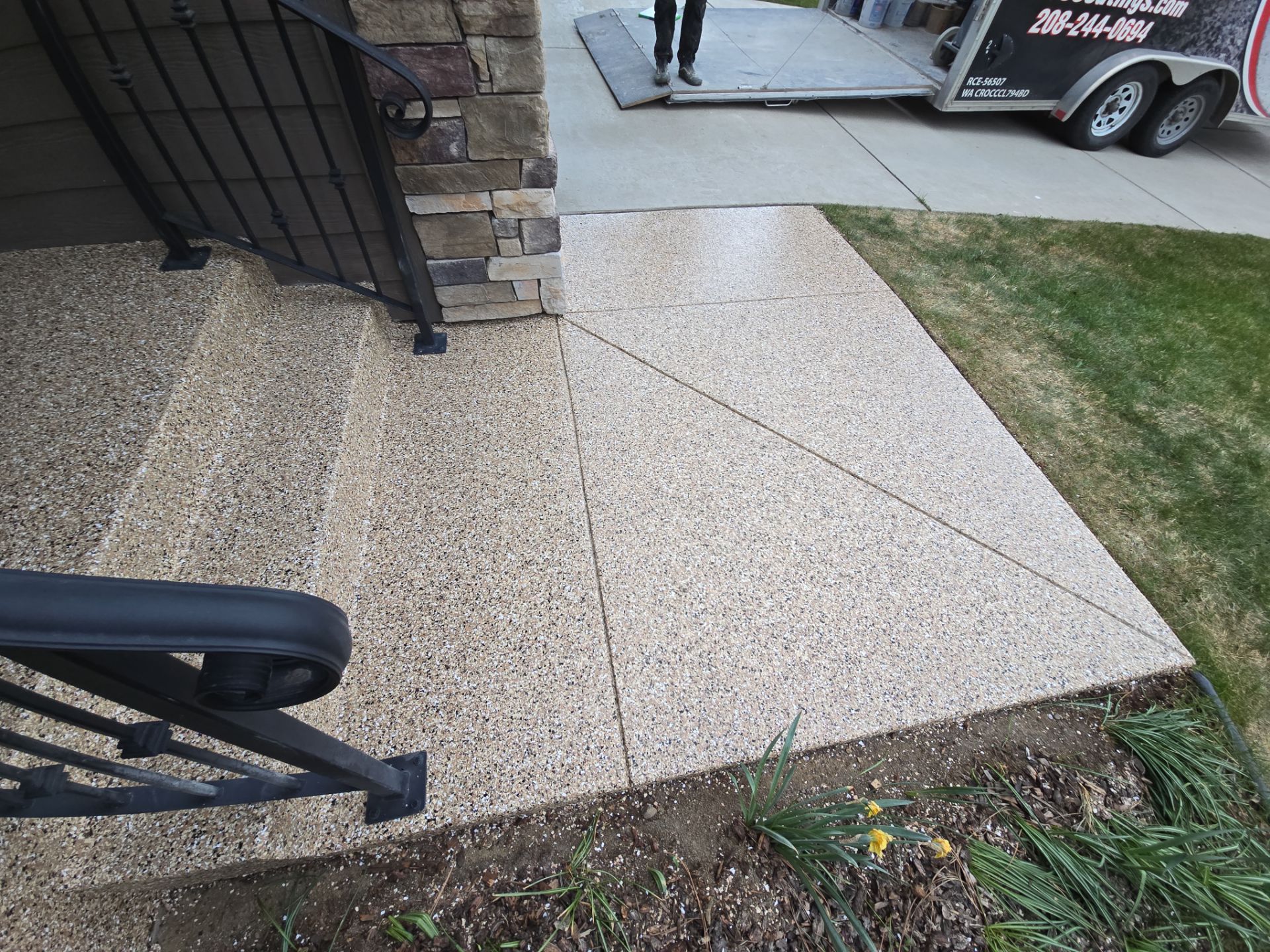 Patio Transformation using Sandstone by Croc Coatings, LLC