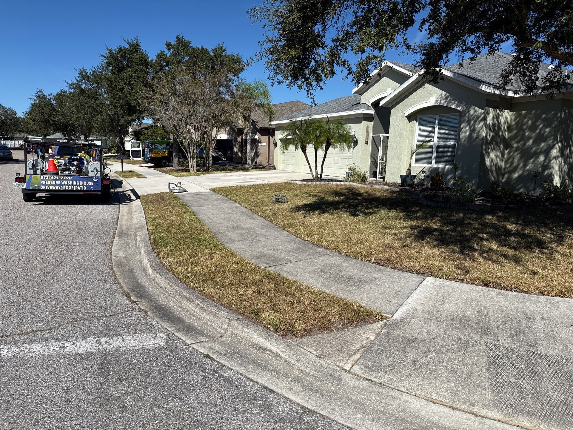 Driveway & Sidewalk Cleaning Transformation | Kingsfield Lakes, Parrish FL by Sunshine AquaWash