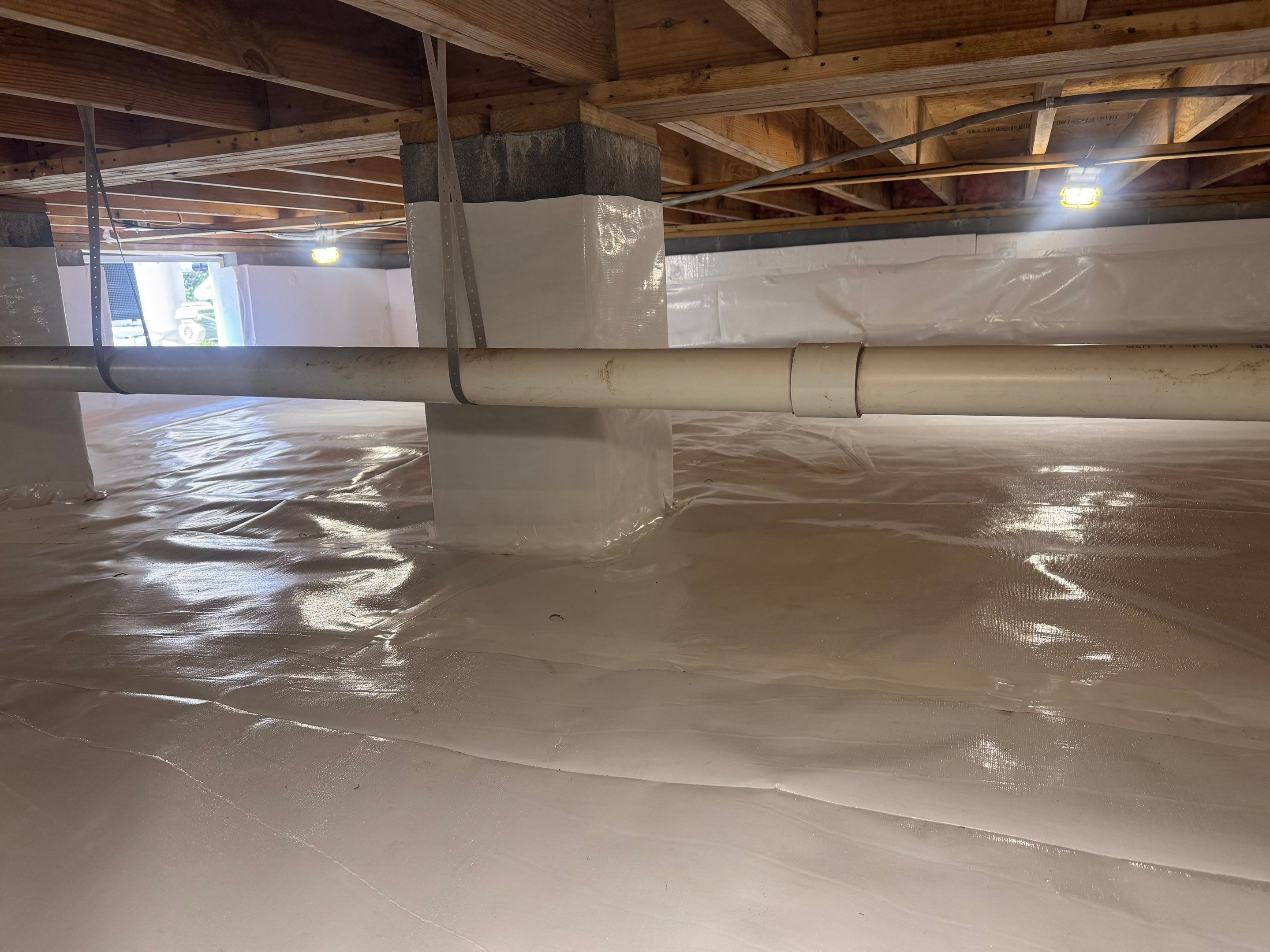 Premium Encapsulation with 20Mil, Borafoam insulation and Light System. by Impact Crawlspace