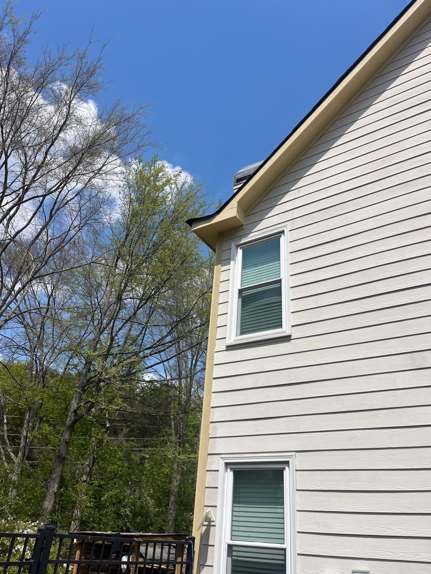 Marietta, GA Chimney Siding, Fascia, and Soffit Replacement using James Hardie Lap Siding, Hardie Trim, and Hardie Panel by Nelson Exteriors 