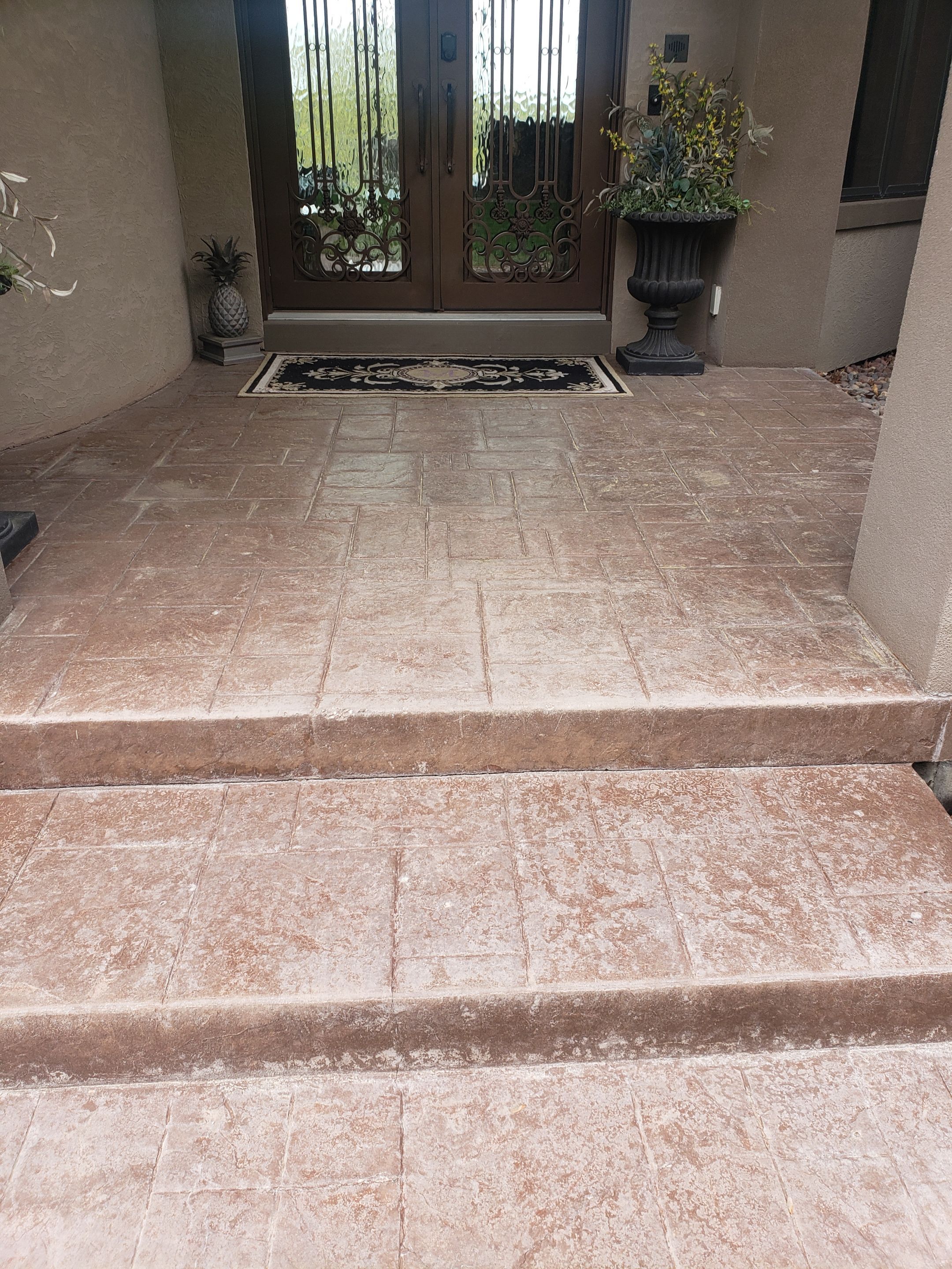 Lake Lotawana -- Front Walkway and Back Patio Tuscan Overlay by Big Red Decorative Concrete, LLC