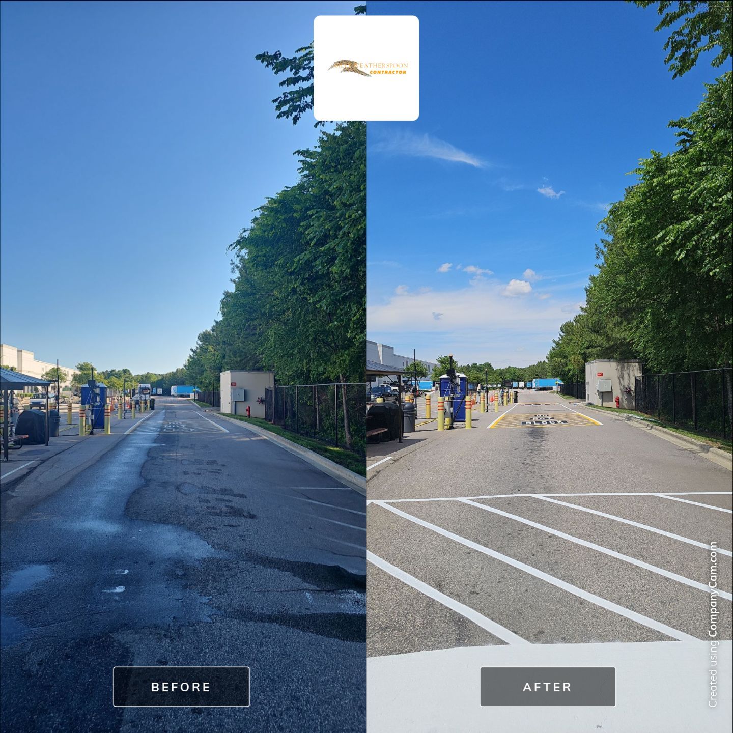 Striping Amazon Parking Lot  by Billy Weatherspoon Contractor