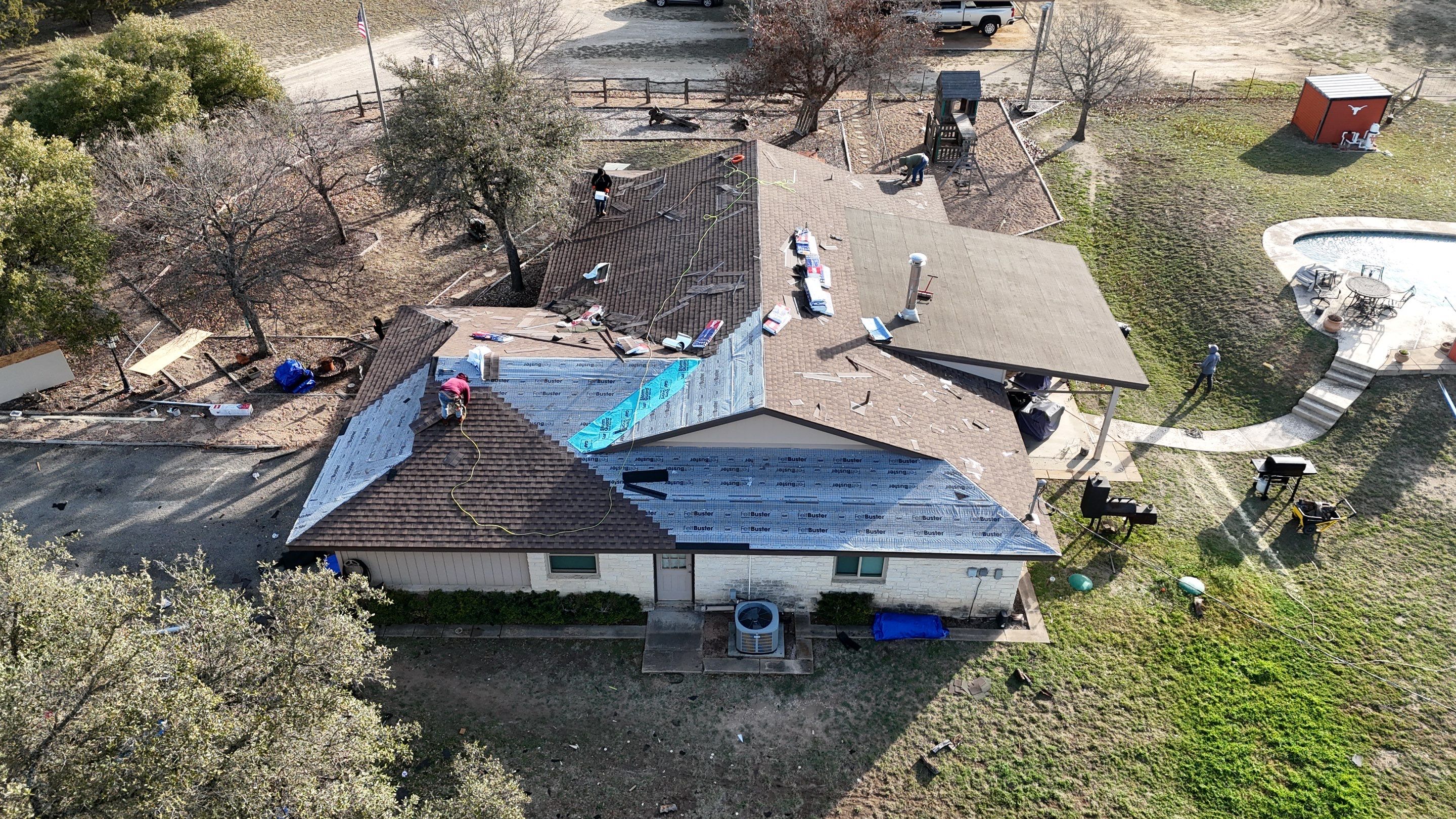 Residential Roof Replacement using GAF - HDZ - Barkwood by Action Exteriors Austin