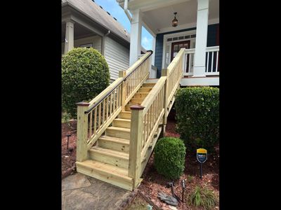 Pressure-Treated Wood Front Porch Stair Reconstruction in Atlanta