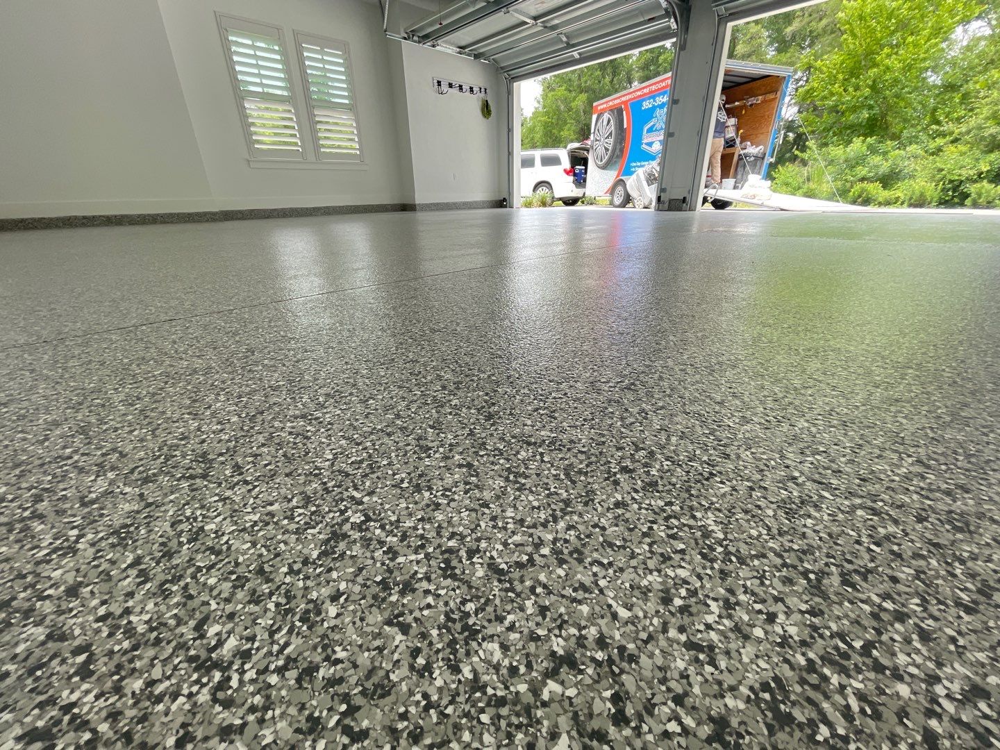 Garage Project in Archer, FL in Slate Stone by Cross Creek Concrete Coatings