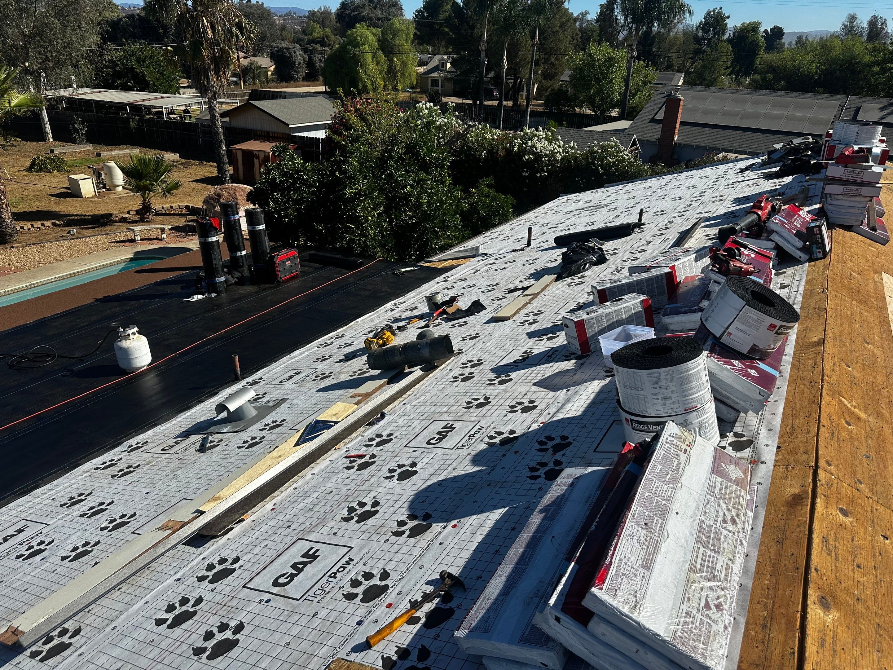 GAF Timberline Asphalt Shingle Roof Replacement in Ramona by Reliable Roofing San Diego Inc.