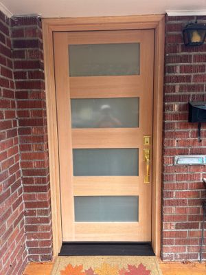 Modern Wood Entry Door Replacement with Frosted Glass in Seattle