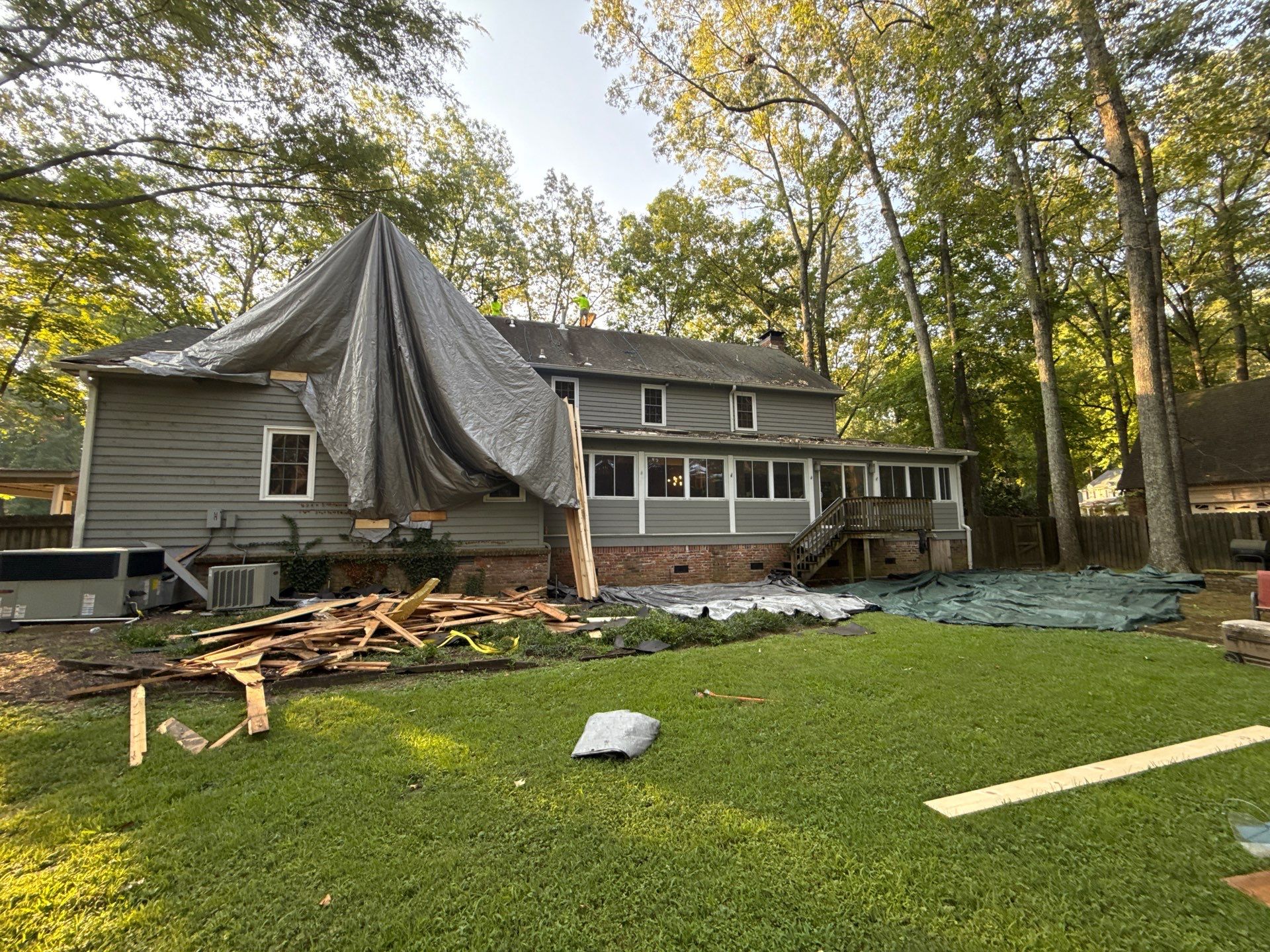Collierville Roof Replacement Following Major Tree Impact Damage with interior repairs by Revival Roofing Services