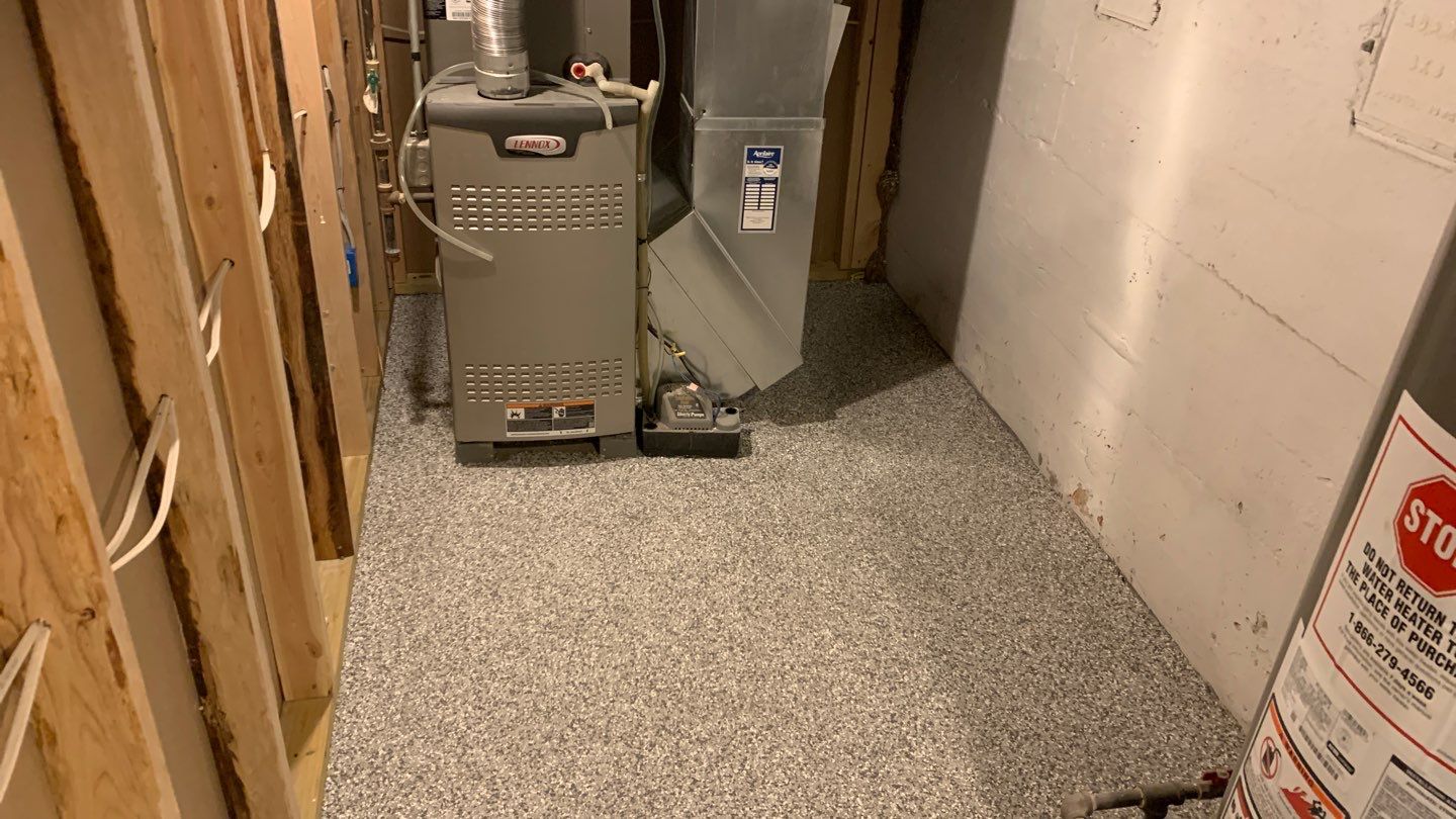 Basement using Slate Stone by Select Painting, Coatings & Garage Cabinets