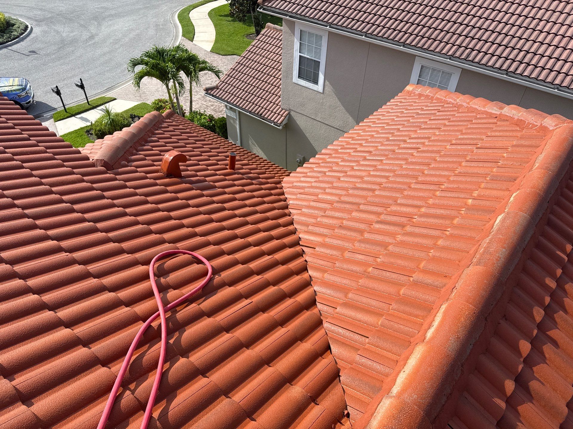 Soft Wash Tile Roof Cleaning in Sonoma Community, Sarasota, FL by Sunshine AquaWash