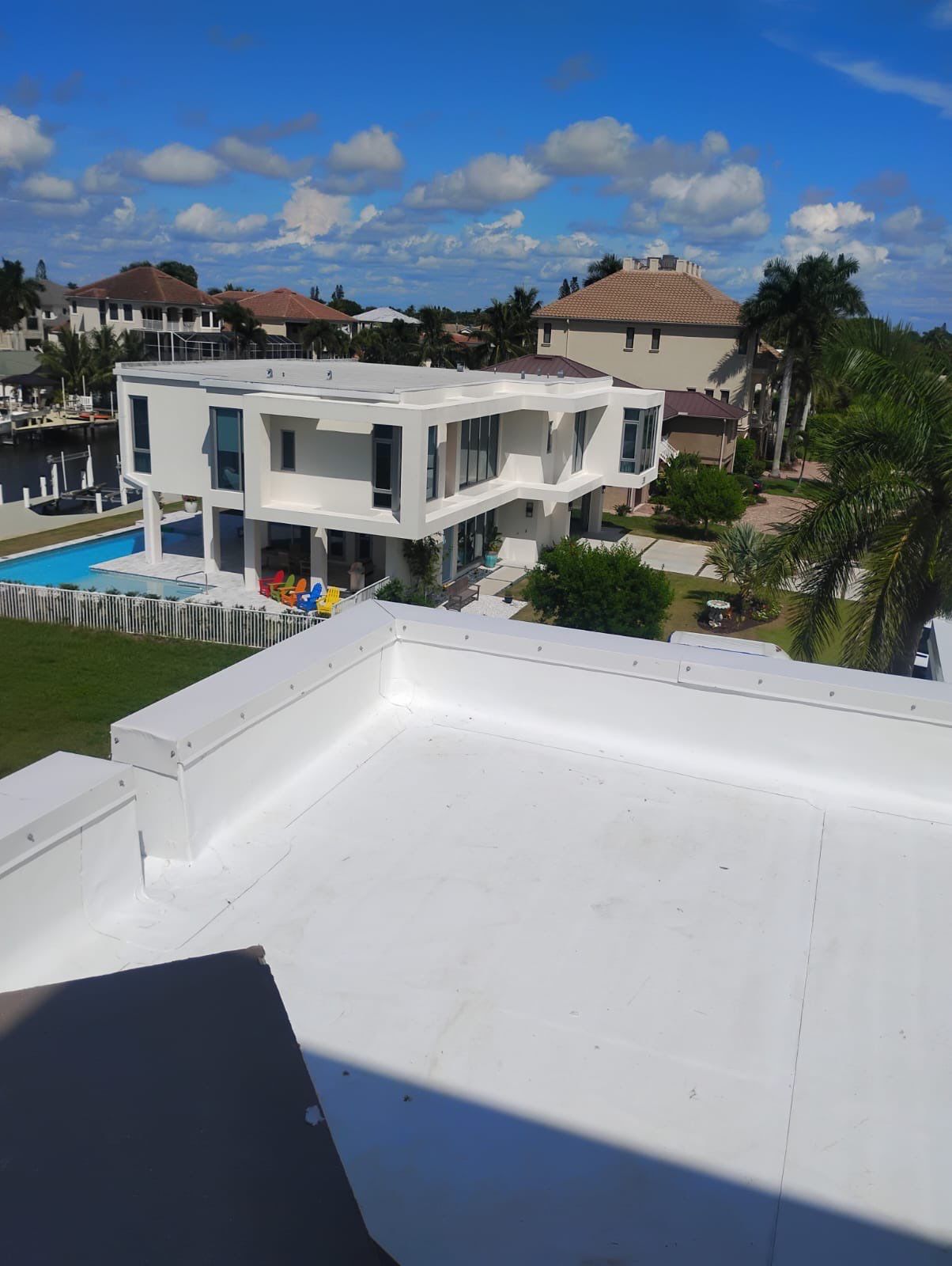 Residential Install of Flat TPO by International Roofing