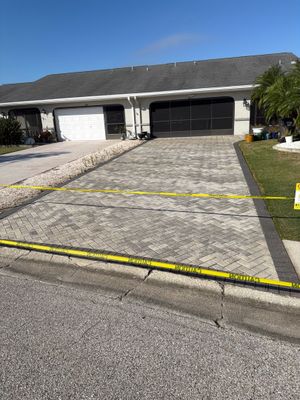 Paver Sealing and Cleaning for Herringbone Driveway in Sun City Center