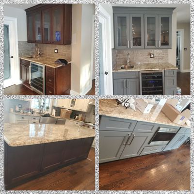 Kitchen Cabinets Refinished in Kendall Charcoal HC-166 