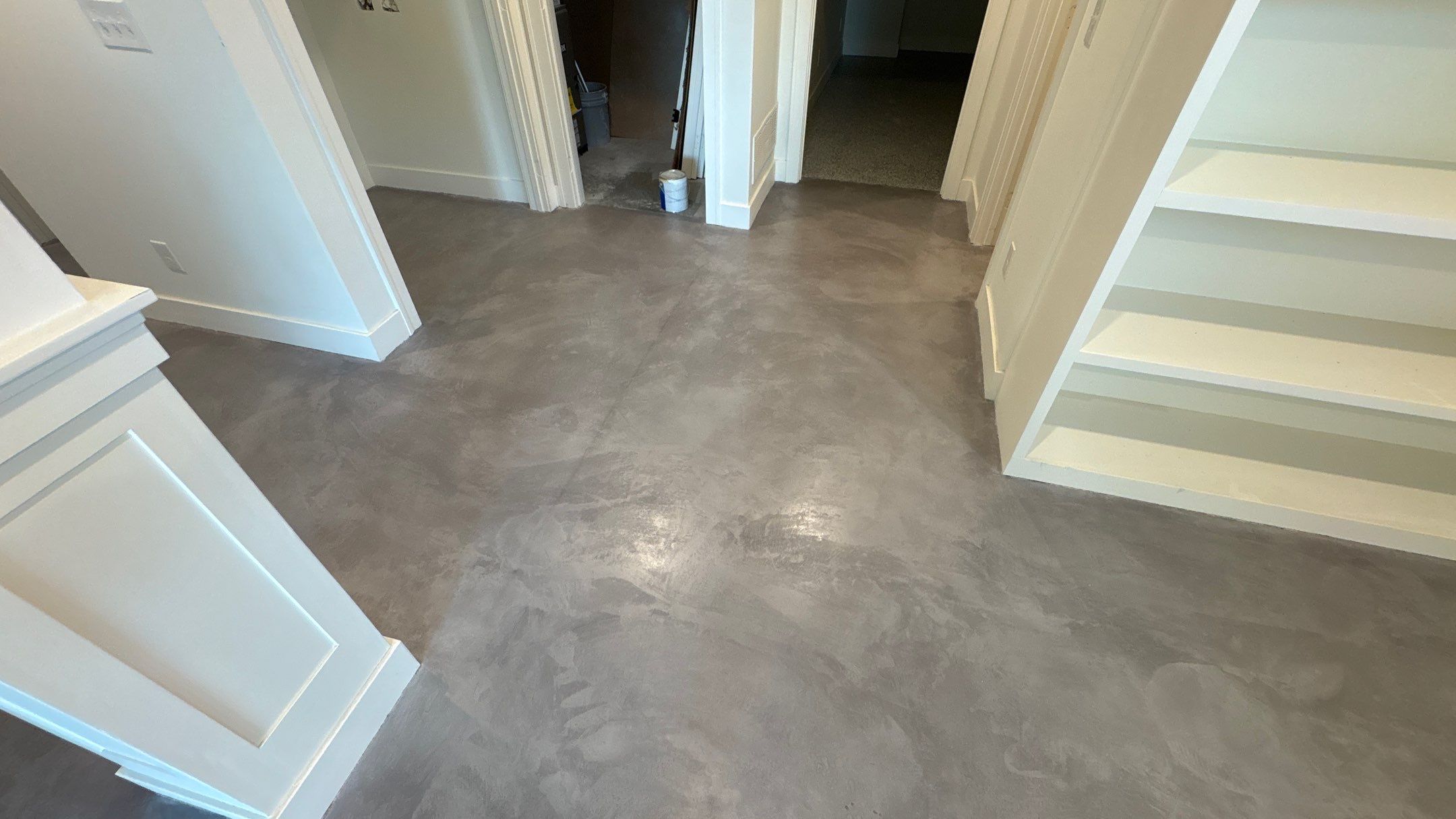 Basement Floor Overlay - Lawrence, KS by Big Red Decorative Concrete, LLC