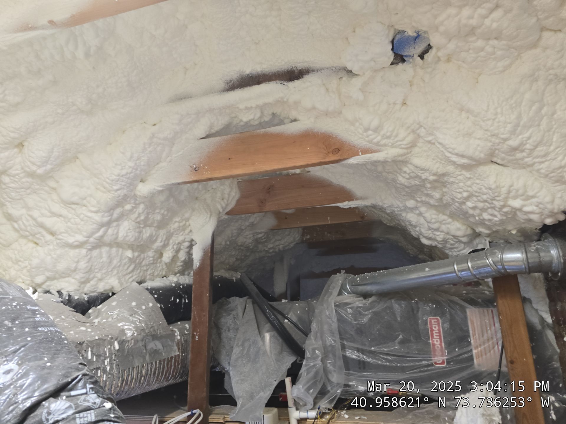 Attic Insulation using open cell spray foam by NYS Foam & Energy
