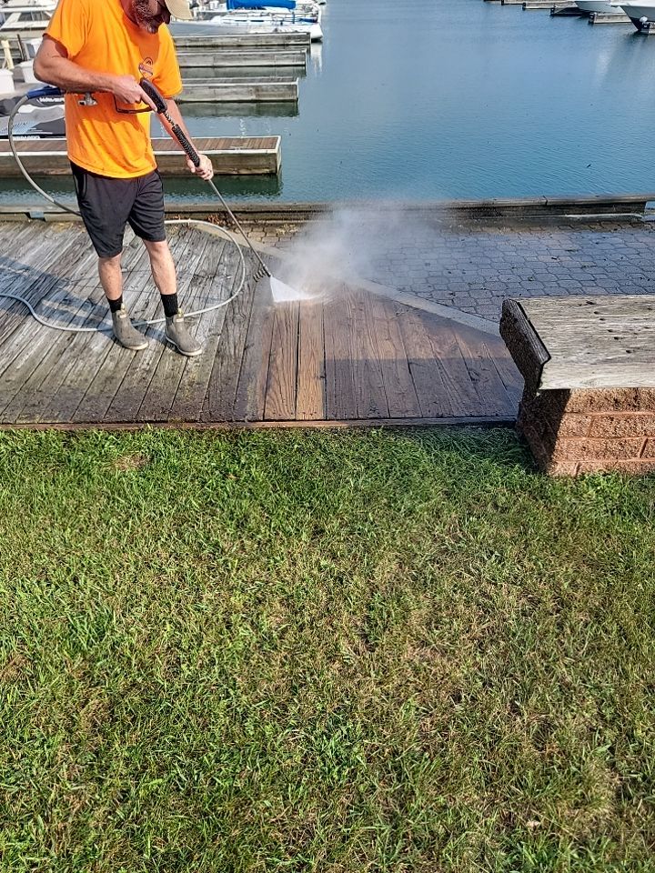 wood promenade cleaning by Northern Power Washing LLC.