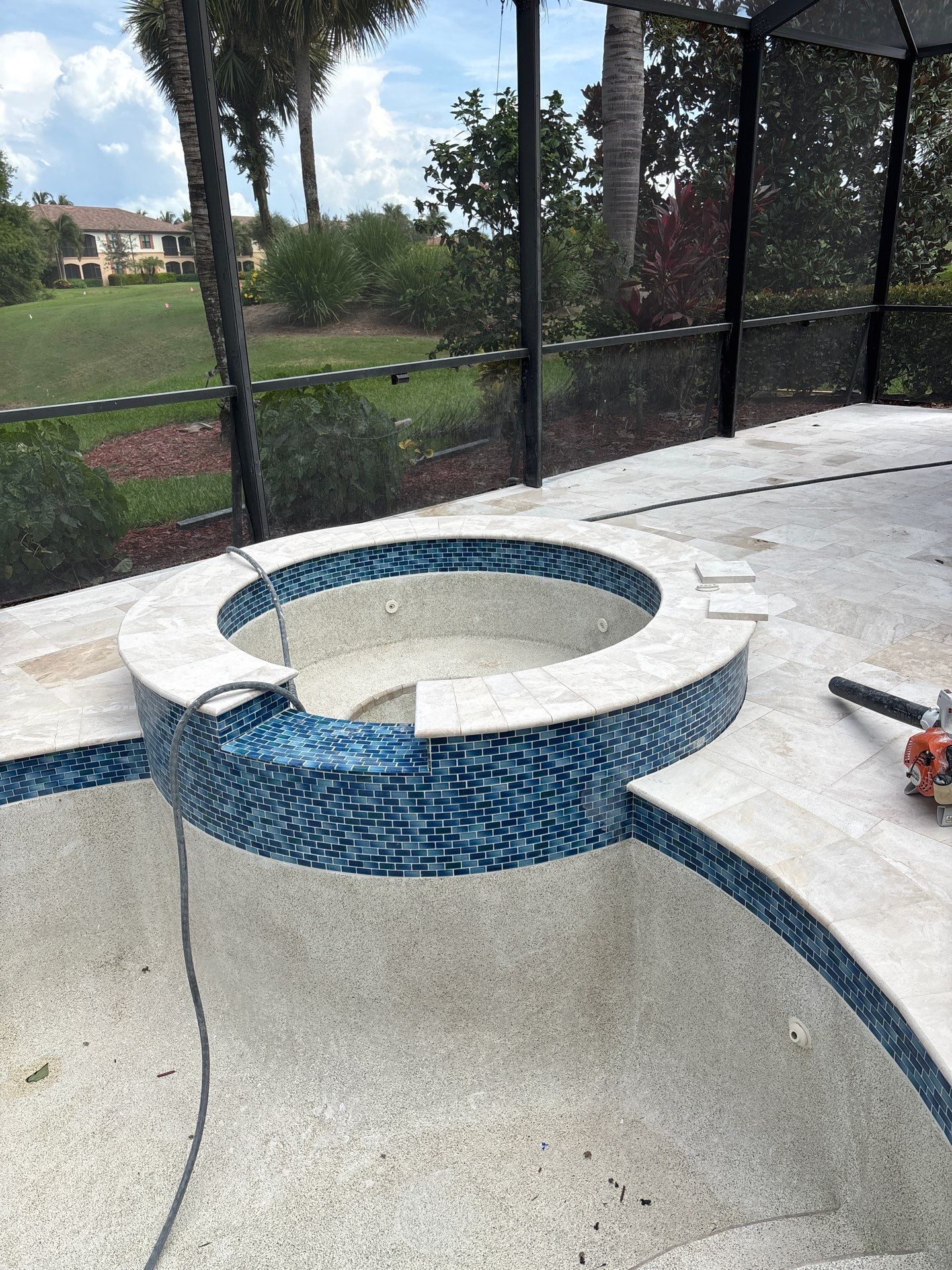 Textured Marble Pool Deck - Bonita National Golf & Country Club by Old Town Pavers Llc