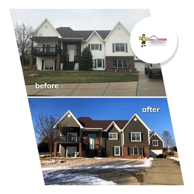 ROOF SIDING GUTTER REPLACEMENT after major Stom  using Owens Corning Duration and Alside Prodigy Siding