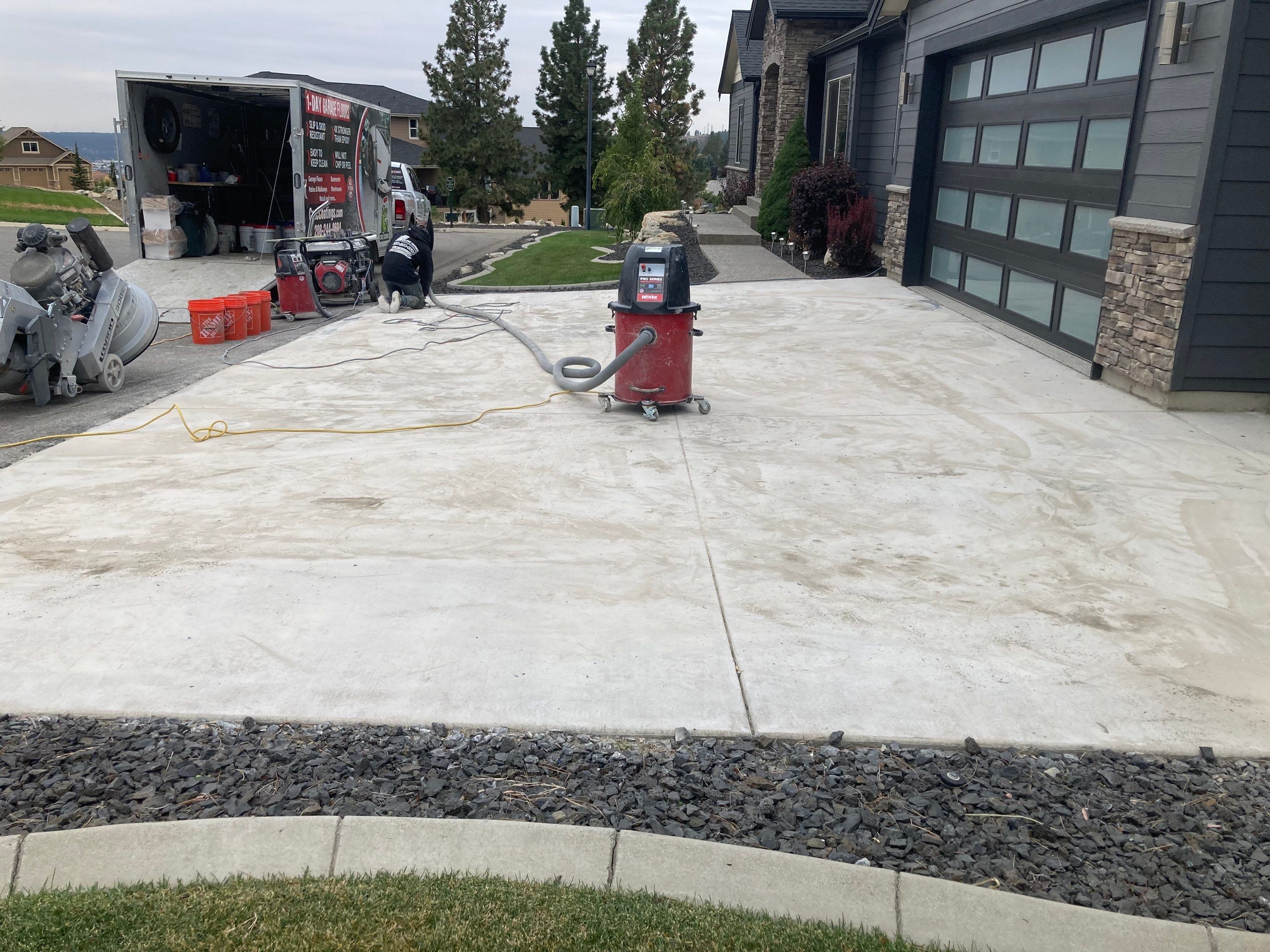 Driveway Transformation using Mediterranean Colorway by Croc Coatings, LLC