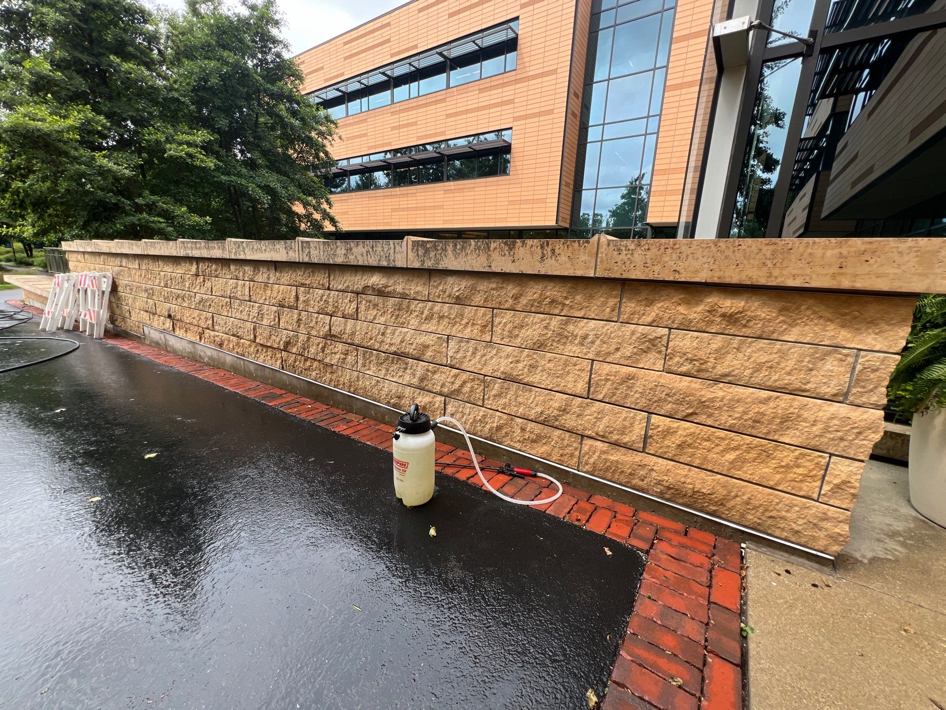 natural stone using Algaecide, soft wash soap by Northern Power Washing LLC.