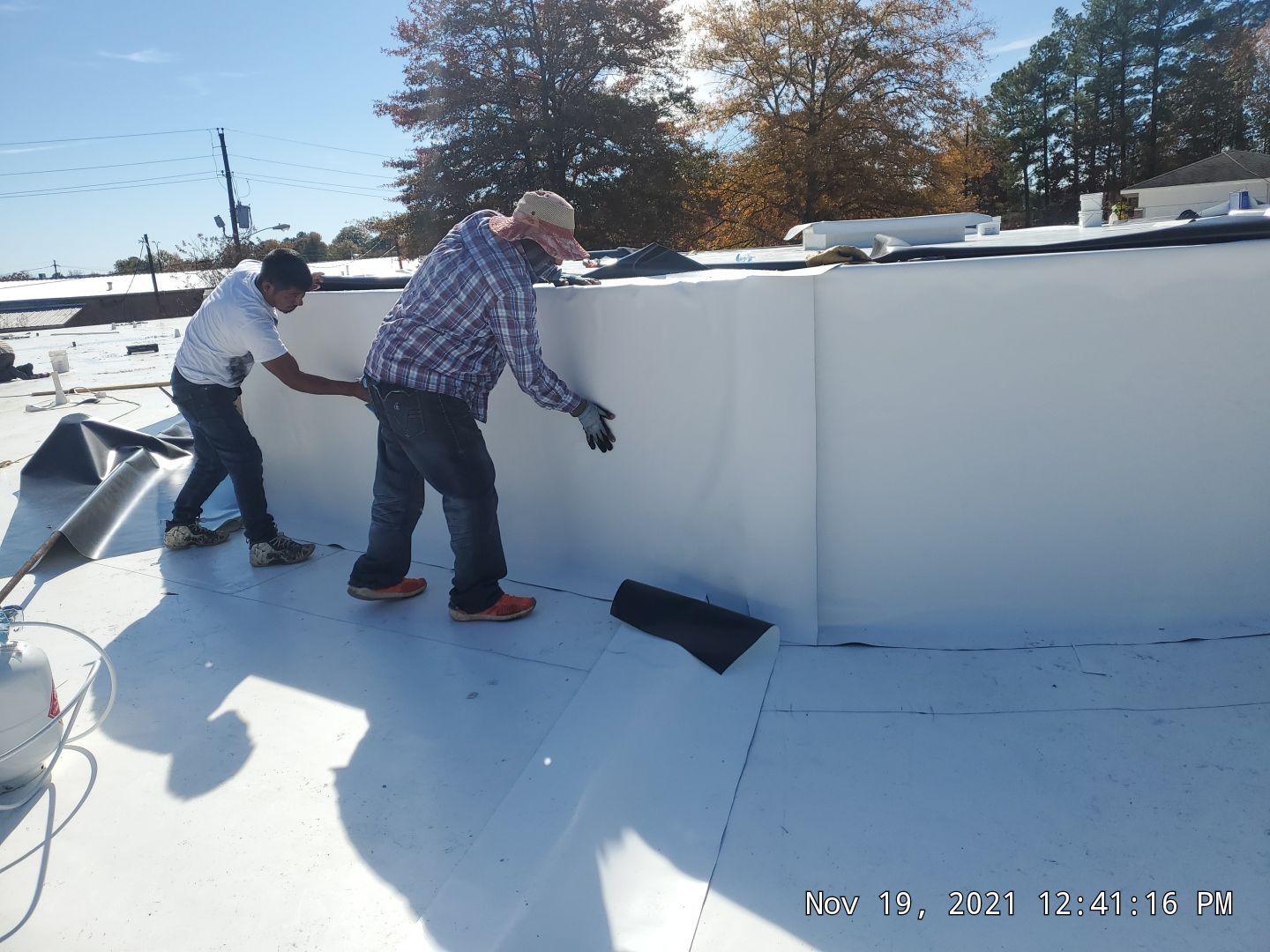 Commercial Roofing Installation using 50 mil PVC by Hostetler Roofing
