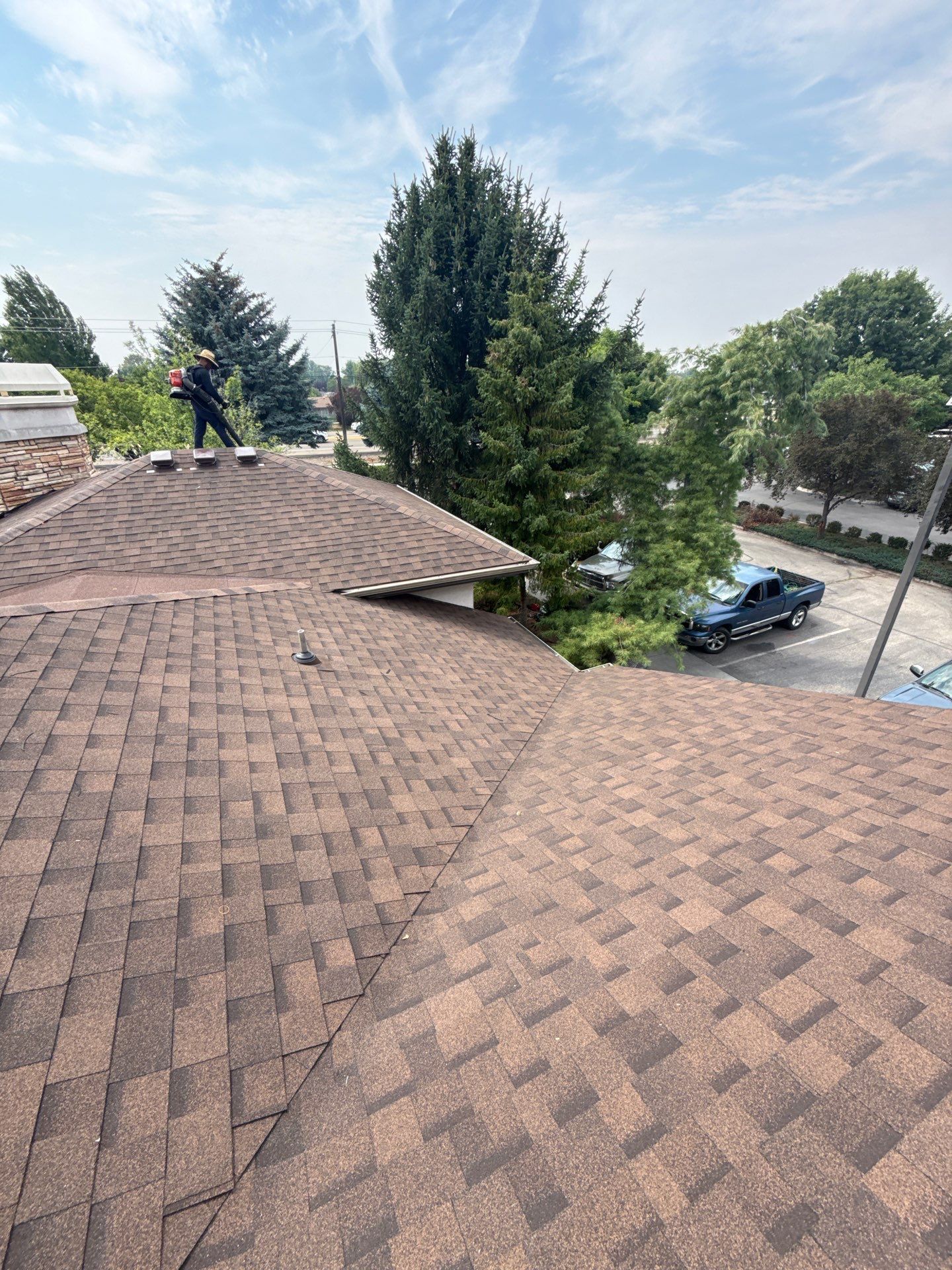 Boise Commercial Roof Replacement with Brown Architectural Shingles by Olive Roofing