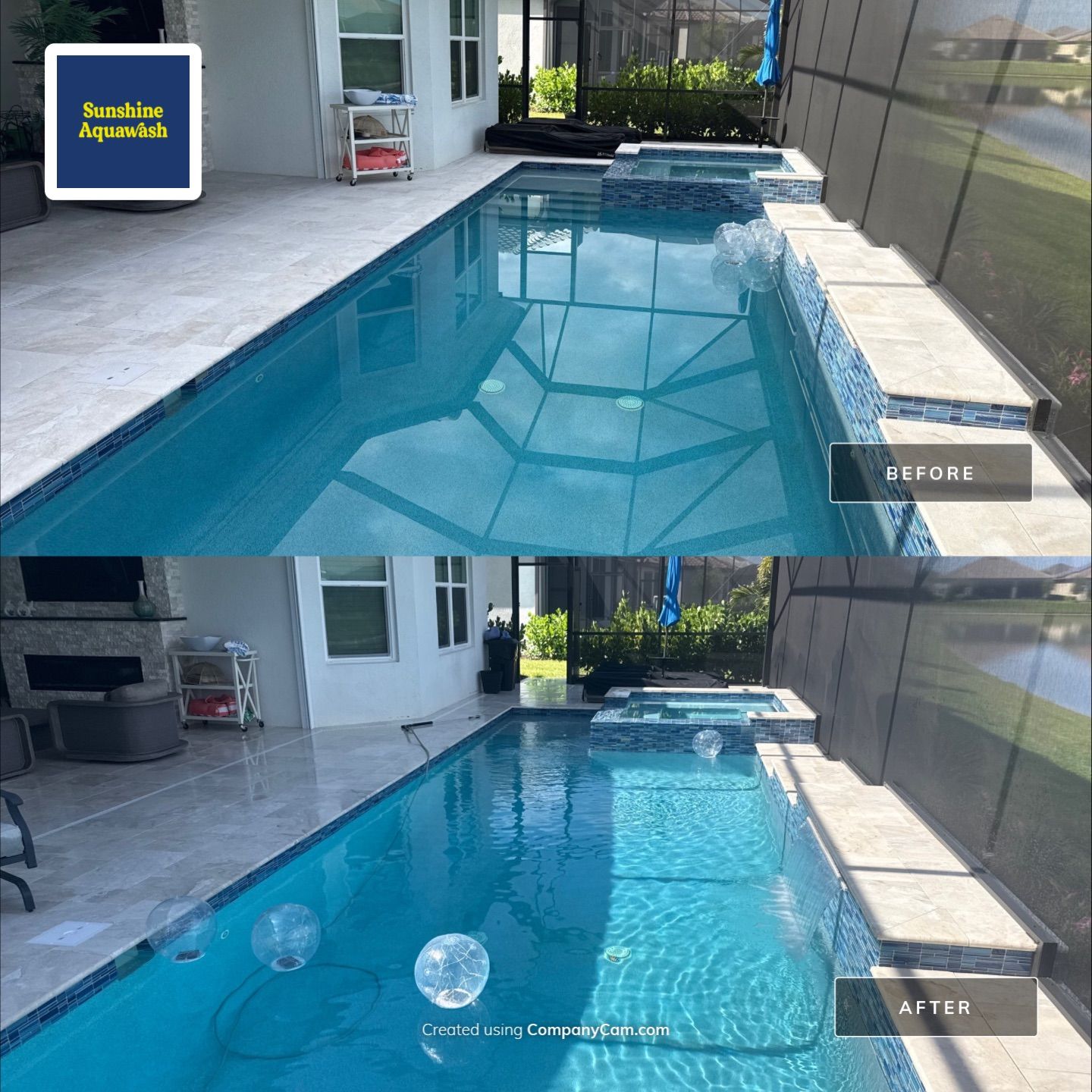 Paver Pool Deck Cleaning in Esplanade at Artisan Lakes – Palmetto, FL by Sunshine AquaWash