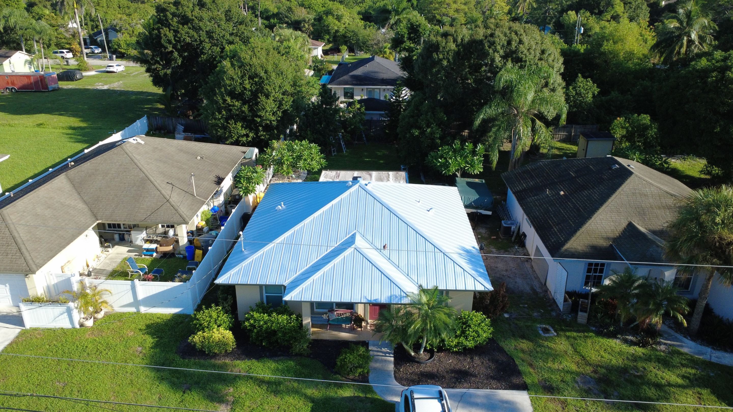 Residential Roofing Installation using 1" Nail strip metal roof by BLUES BROTHERS ROOFING
