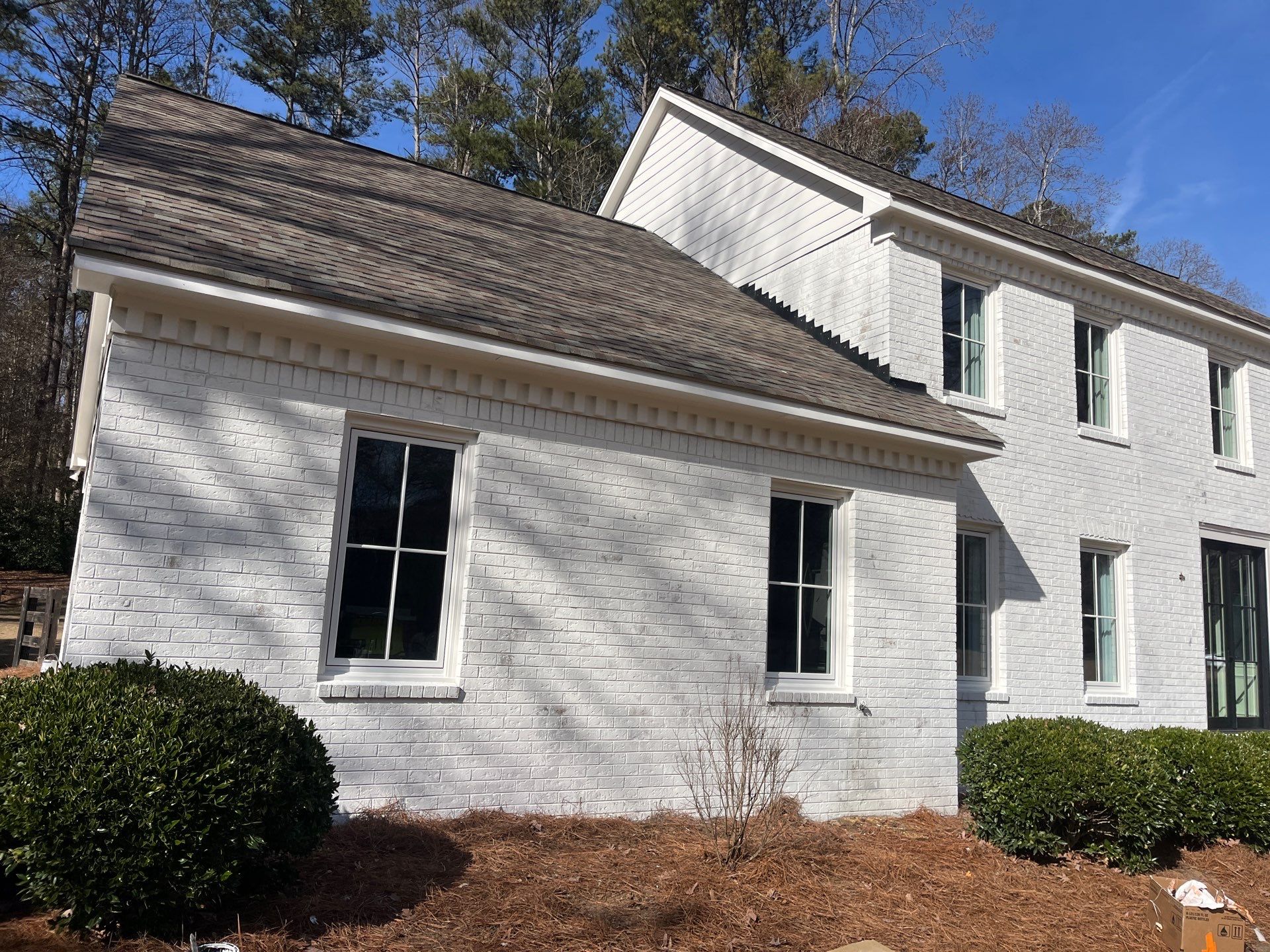 Romabio Brick Lime Wash and Cedar Tongue & Groove Porch Ceiling Installation in Marietta, GA by Nelson Exteriors 
